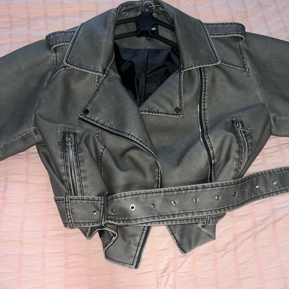 Fashion Nova Charcoal Leather Jacket